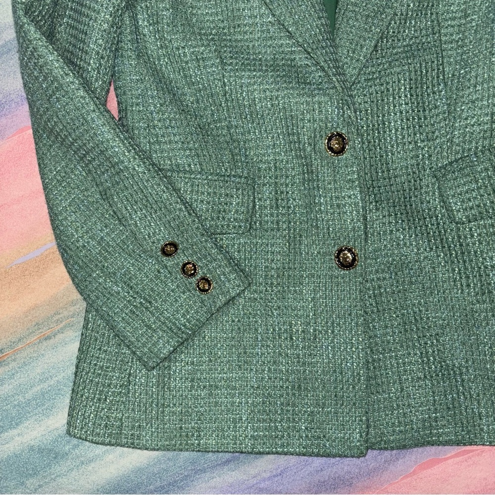 TRENDS BLAZER MOTF PREMIUM TWEED VISCOSE-BLEND BLAZER GREEN Size S - Picture 7 of 12